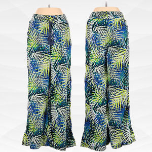 Aerie Cropped High Waist Wide Leg Pants Palm Tree Multi Color Print Size M